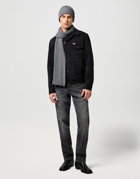 ZESTAW CZAPKA I SZALIK ZIMOWA WRANGLER SCARF BEANIE SET MID GREY MEL 112372423