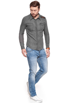 LEE WESTERN SHIRT SLIM GREY WASH L643KEFUS