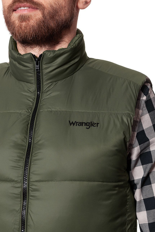 WRANGLER PUFFER VEST DUSTY OLIVE W4723X445S 112129009