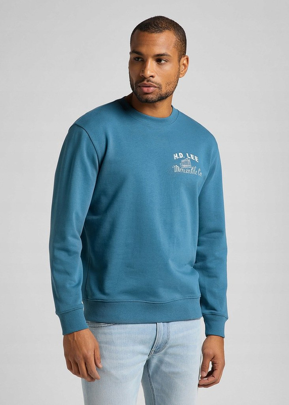 LEE HD LEE MERC SWS MĘSKA BLUZA KLASYCZNA LOGO TEAL L83JSPQO 112122381