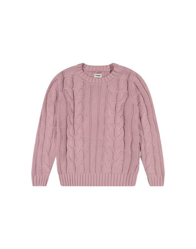 DAMSKI SWETER WRANGLER CABLE KNIT CREW KEEPSAKE LILAC 112370799