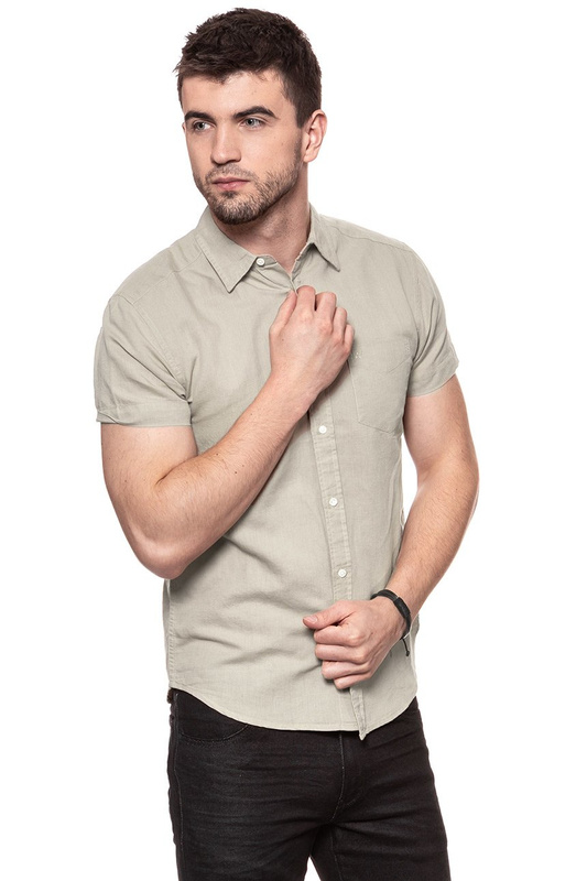 KOSZULA MĘSKA KRÓTKI RĘKAW WRANGLER SS 1PKT SHIRT PLAZA TAUPE W5860LOU5 112129512