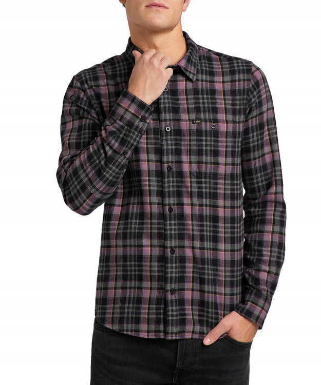 LEE LEESURE SHIRT MĘSKA KOSZULA W KRATĘ WASHED PURPLE L66NJETZ 112144281