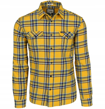 WRANGLER LS 2PKT FLAP SHIRT MĘSKA KOSZULA MATERIAŁOWA W KRATĘ GOLDEN ROD W5A53WX1K 112130049