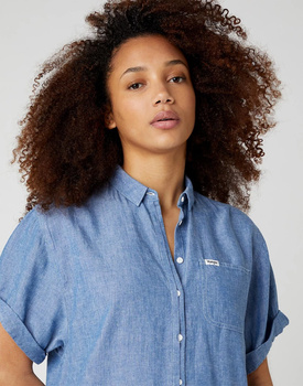 DAMSKA KOSZULA WRANGLER SUMMER SHIRT BLUE SHADOW W5R73A15J 112130320