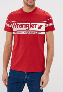 WRANGLER W REPEAT TEE MĘSKAI T-SHIRT KOSZULKA LOGO NADRUK SCARLET RED W7C17DBUU 112131644