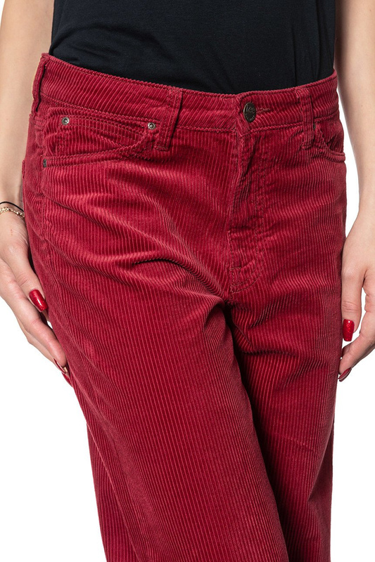 DAMSKIE SPODNIE SZTRUKSOWE LEE 5 POCKET WIDE LEG BIKING RED L30SDC87 112106606