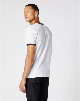 WRANGLER SS RINGER TEE MĘSKI T-SHIRT KOSZULKA Z NADRUKIEM LOGO WHITE W7D4D3989 112131752