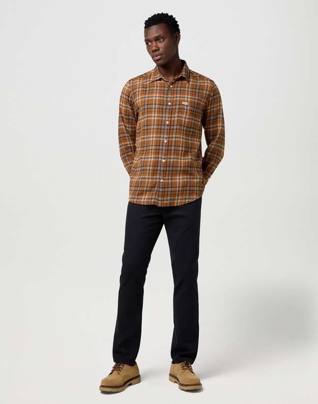 MESKA KOSZULA WRANGLER 1 PKT SHIRT BROWN BLACK 112371404