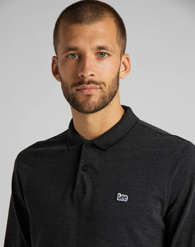 LEE LS PIQUE POLO MĘSKI LONGSLEEVE KOSZULKA LOGO DARK GREY MELE L61VRL06 112114061