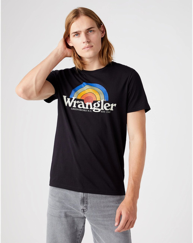 WRANGLER SUNRISE TEE MĘSKI T-SHIRT KOSZULKA LOGO BLACK W7J2D3100 112146356