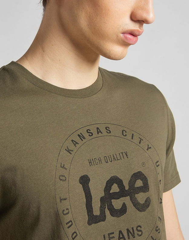 LEE CIRCLE TEE MĘSKI T-SHIRT OLIVE GREEN L64HFQNX 112140498