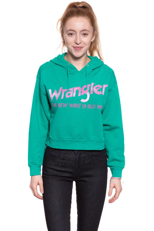 BLUZA WRANGLER DAMSKA CROP HOODIE SPECTRA GREEN W6068IGWB 112130417