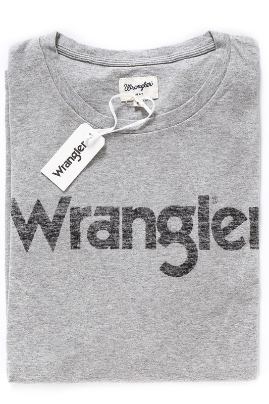 WRANGLER LS LOGO TEE MID GREY MEL W7A85D337