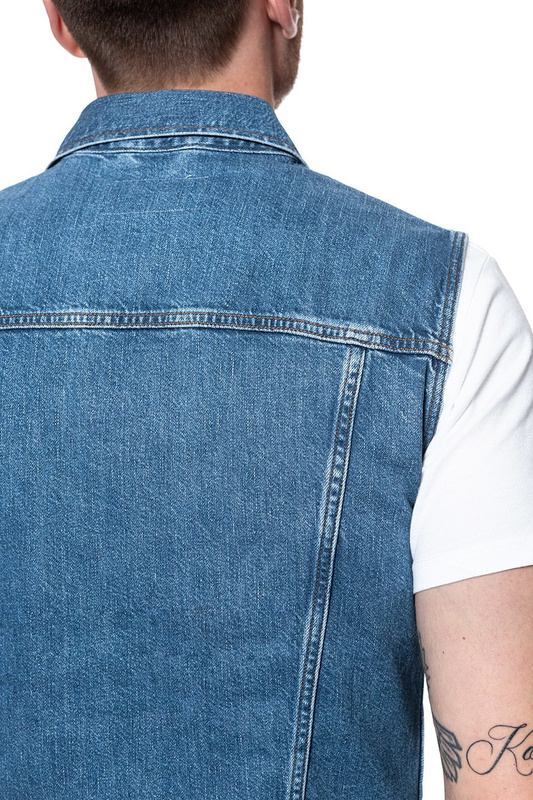 MĘSKI BEZRĘKAWNIK JEANSOWY WRANGLER DENIM VEST BORA BLUE W447Q318F 112128889
