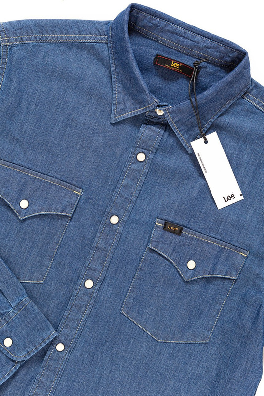 KOSZULA JEANSOWA MĘSKA LEE WESTERN SHIRT DEEP INDIGO L644BIPS 112115464