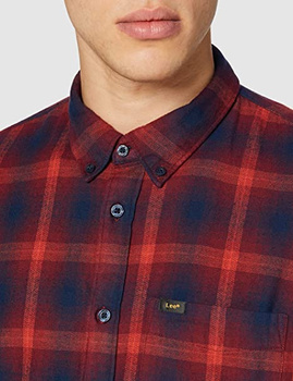 LEE BUTTON DOWN MĘSKA KOSZULA MATERIAŁOWA W KRATĘ REDRUM L880QCOW 112123392