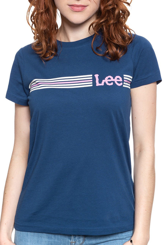 LEE T SHIRT DAMSKI STRIPE LOGO TEE OIL BLUE L42MEHMO 112109403
