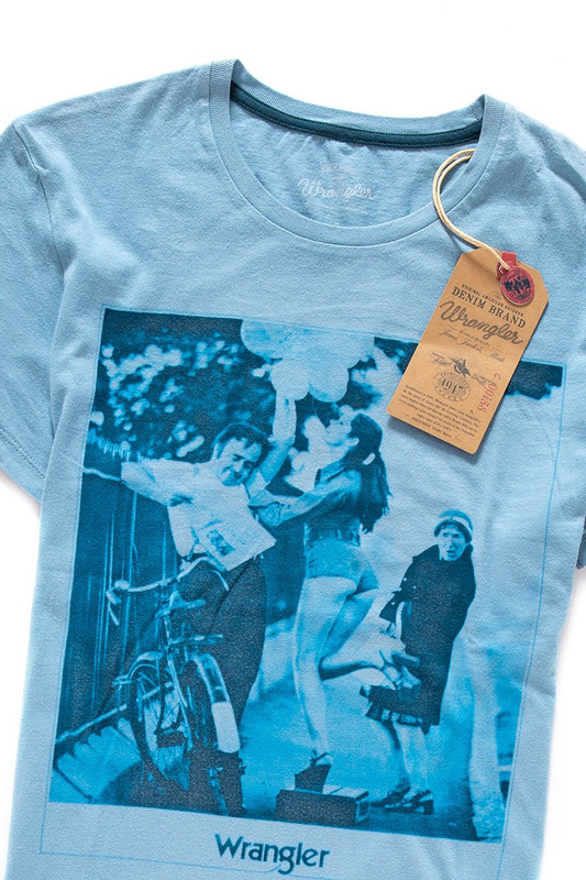 WRANGLER T SHIRT S/S HERITAGE T FADED DENIM W7931EFAN
