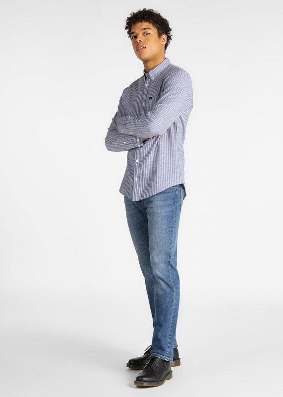LEE BUTTON DOWN MĘSKA KOSZULA DŁUGI RĘKAW REGULAR FIT NAVY L880DB35 112123046