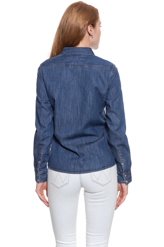 KOSZULA JEANSOWA DAMSKA WRANGLER L/S WESTERN SHIRT MID INDIGO W5045O68E 112129261