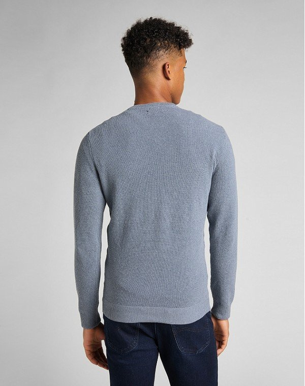 LEE BASIC CREW KNIT MĘSKI SWETER LOGO VINTAGE INDIGO L83IKHSR 112140948
