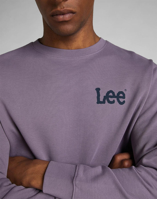 LEE BOLD LEE CREW MĘSKA BLUZA LOGO WASHED PURPLE L80AEJTZ 112319294