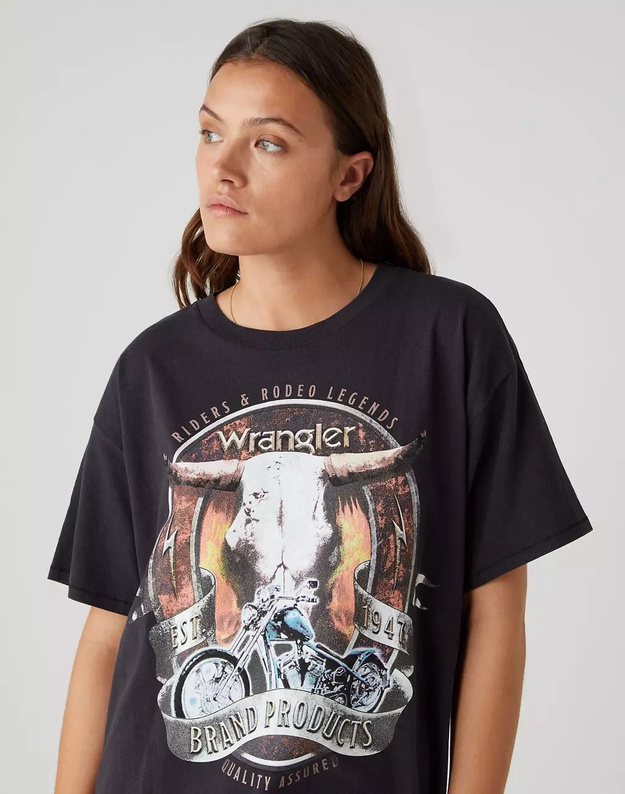 DAMSKI T-SHIRT WRANGLER OVERSIZED TEE WASHED BLACK W7R3-GF-XVD 112132103