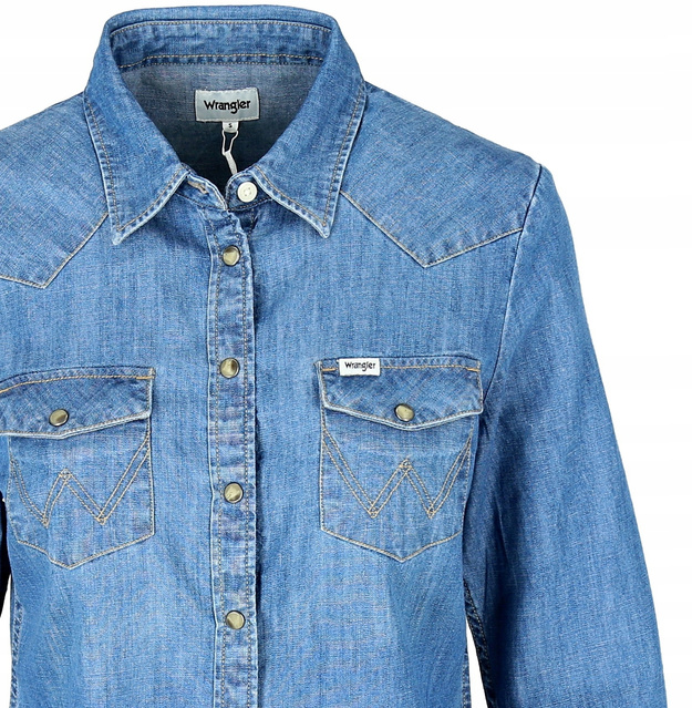 WRANGLER DENIM WESTERN SHIRT DAMSKA KOSZULA JEANSOWA MID INDIGO W5Z02AX8E 112130353
