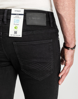 Męskie Spodnie Jeansowe Tom Tailor Troy Czarne Slim Fit 1021160 10270
