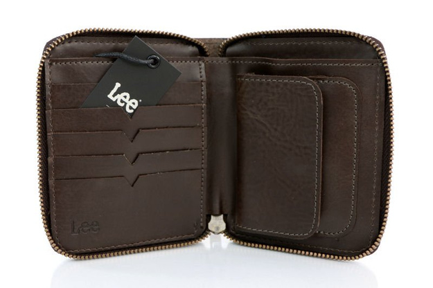 LEE FULL ZIP WALLET DARK BROWN LB095324