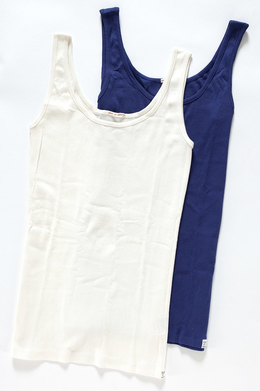 WRANGLER T SHIRT DAMSKI 2-PACK RIB TANKS ANTIQUE WHITE / NAVY W7264ELFT