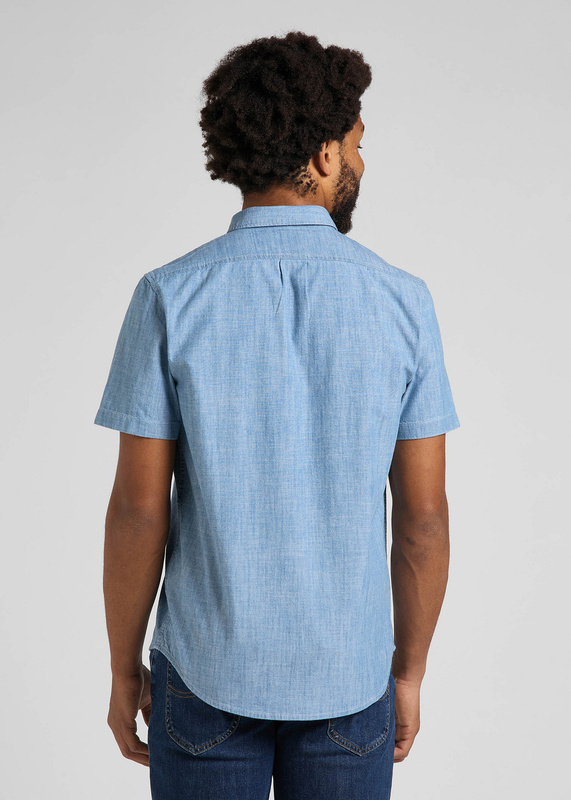LEE BUTTON DOWN SS MĘSKA KOSZULA JEANSOWA KRÓTKI RĘKAW NAVY L886NS35 112145647
