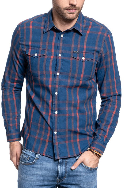 KOSZULA MĘSKA WRANGLER LS 2PKT FLAP SHIRT FORMULA RED W5A56CXWO 112130054