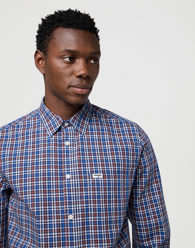 MESKA KOSZULA WRANGLER 1 PKT POPLIN SHIRT DARK BLUE 112371403