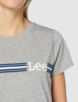 LEE STRIPE LOGO TEE DAMSKA KOSZULKA Z KRÓTKIM RĘKAWEM T-SHIRT LOGO GREY MELE L42MEH37 112109396