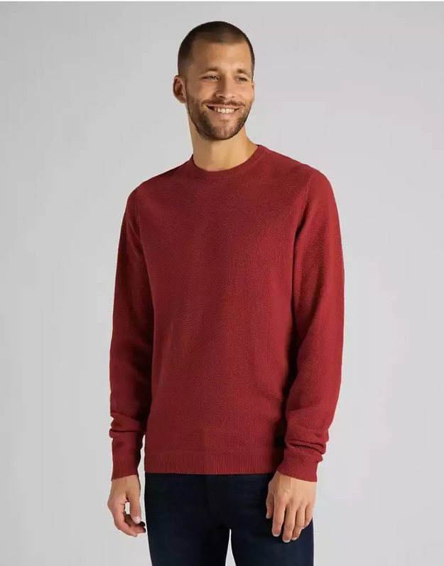 LEE BASIC TEXTURED CREW MĘSKA BLUZA REGULAR FIT RED OCHRE L85BOCOE 112122603