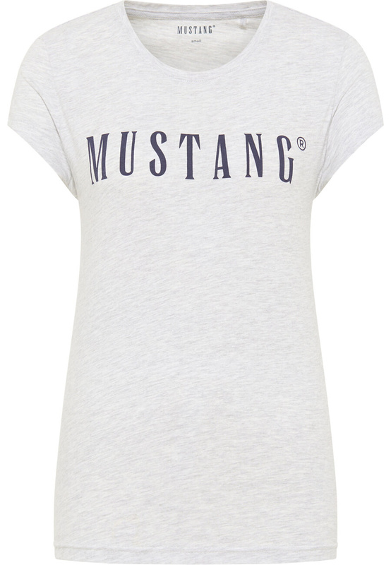 MUSTANG Alina C Logo Tee Damski T-shirt Koszulka Light Grey Melange 1013222 4141