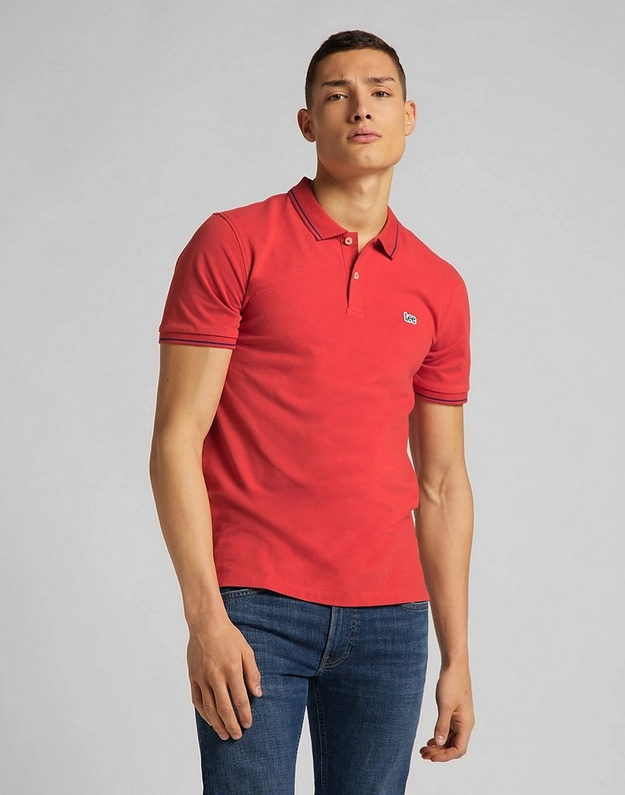MĘSKIE POLO LEE PIQUE POLO WASHED RED L61ARLQM 112113738