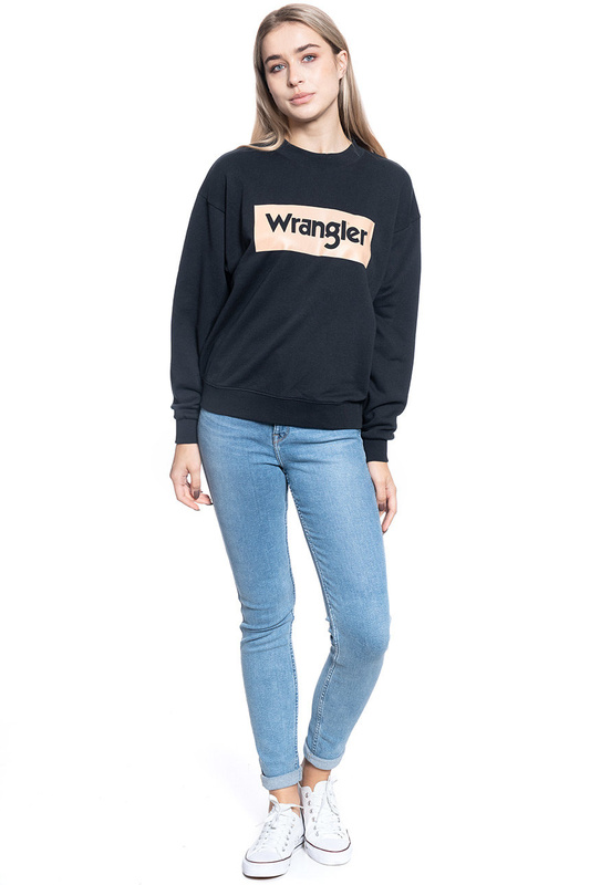 BLUZA DAMSKA WRANGLER RETRO LOGO SWEATER BLACK W6N0HP100 112130774