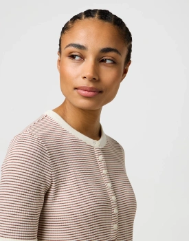 DAMSKA KOSZULKA WRANGLER FEMME KNIT HENLEY COGNAC 112370741