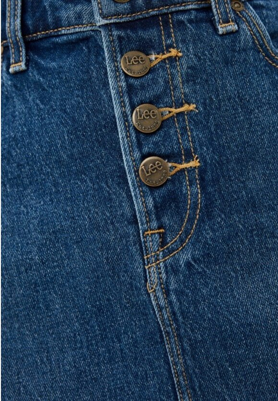 LEE BUTTON FLY A LINE DAMSKA SPÓDNICA JEANSOWA JEANS DŻINS WORN IRIS L38MMWQW 112139975