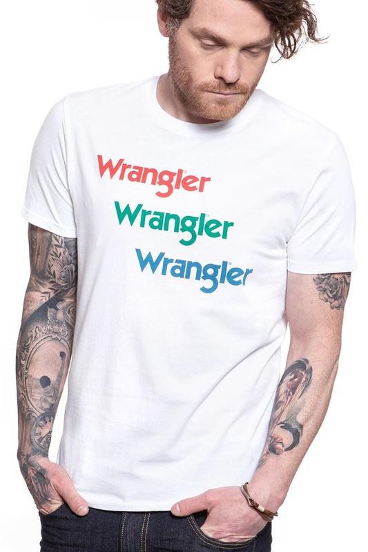 WRANGLER T SHIRT SS REPEAT TEE WHITE W7D7D3989 112131767
