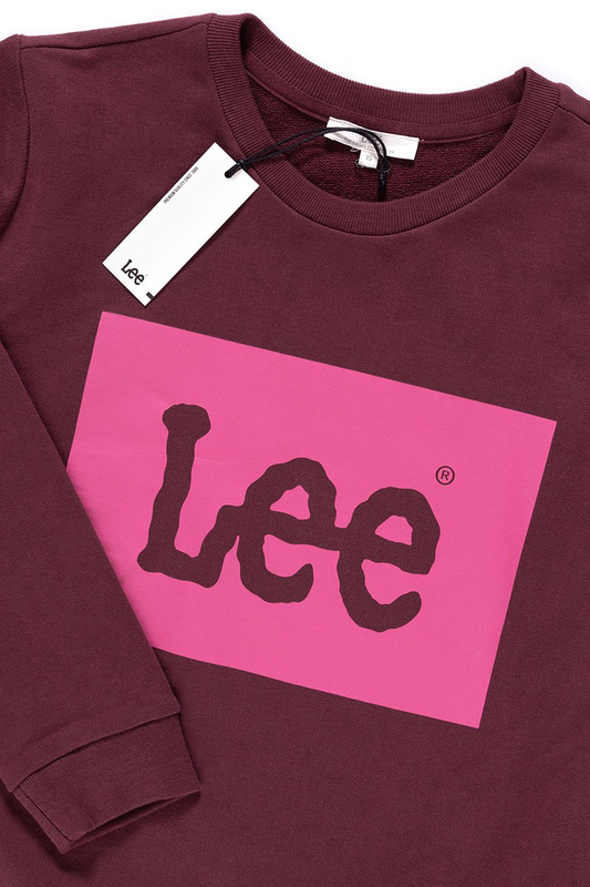 BLUZA LEE DAMSKA LOGO SWS MAROON L53PJSKQ 112112459