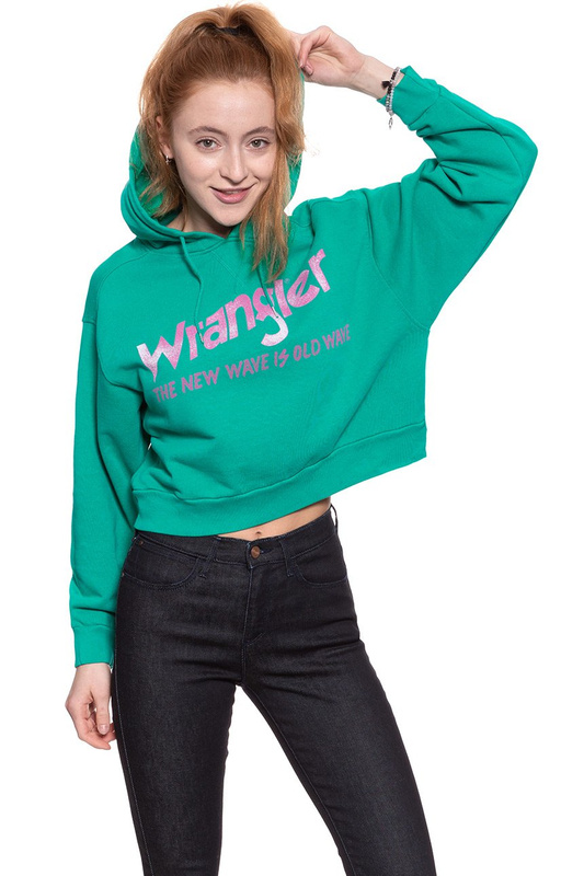 BLUZA WRANGLER DAMSKA CROP HOODIE SPECTRA GREEN W6068IGWB 112130417