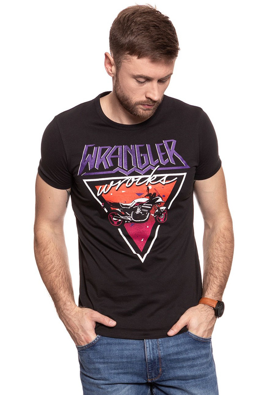KOSZULKA WRANGLER RINGER TEE FADED BLACK W7B63FKV6 112131521