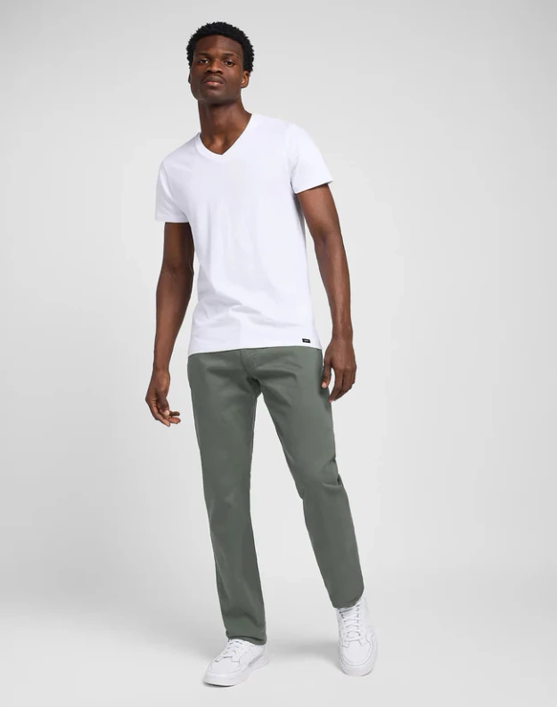 MESKIE SPODNIE MATERIALOWE LEE STRAIGHT FIT MVP OLIVE GROVE 112349250