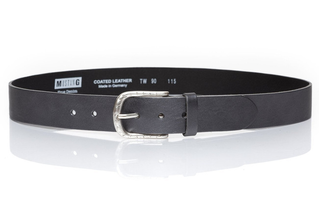 ZESTAW PREZENTOWY MUSTANG - SKÓRZANY PORTFEL I PASEK MĘSKI BLACK