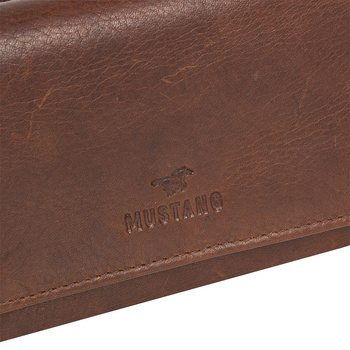 MUSTANG Como Wallet Top Opening UNIWERSALNY SKÓRZANY PORTFEL PREMIUM POJEMNY NA KARTY SKÓRA COGNAC 06.103531