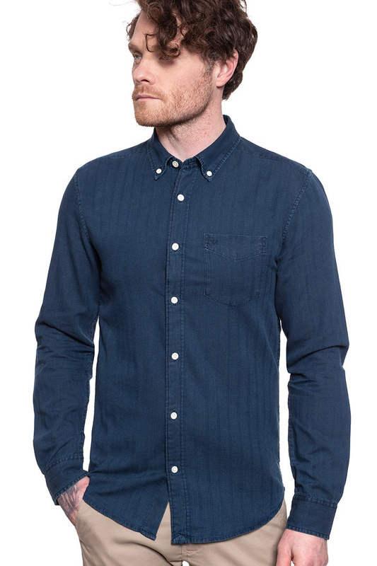 KOSZULA MĘSKA WRANGLER LS 1PKT BDOWN SHIRT INDIGO BLU W5F3B589X 112130130